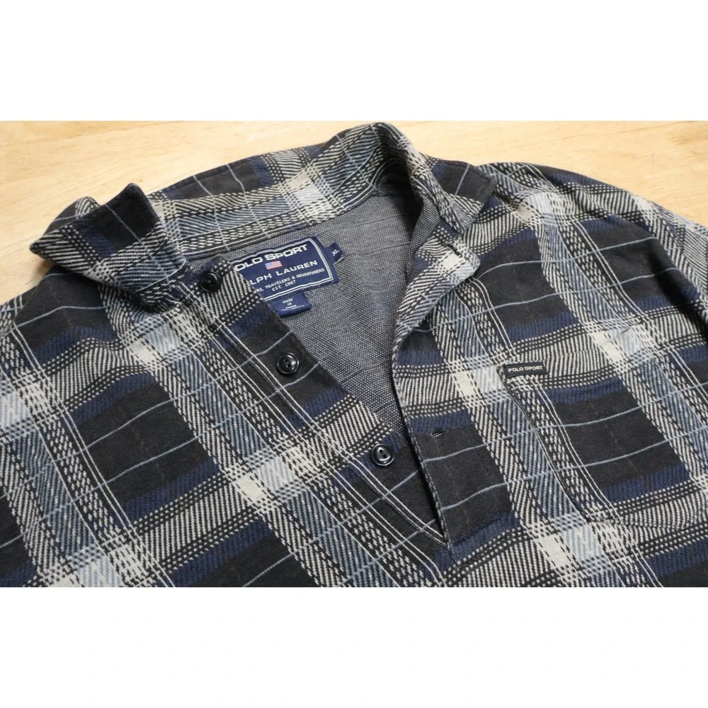 Vintage Ralph Lauren Polo Sport Soft Rugby Long Sleeve Shirt Size XL Plaid
